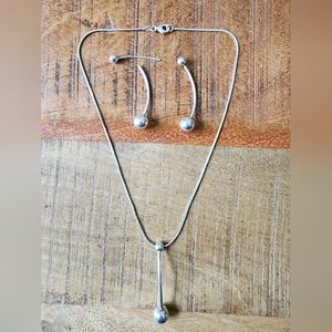 925 Silver necklace and front back earring set